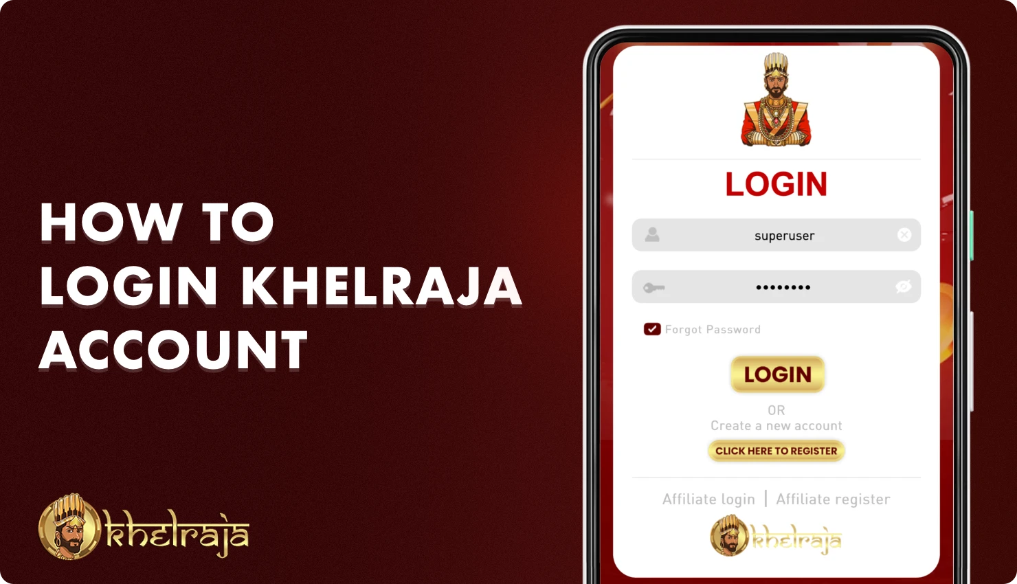 अपने व्यक्तिगत खाते में लॉग इन करने के लिए, भारत के उपयोगकर्ता Khelraja को पंजीकरण के दौरान निर्दिष्ट डेटा का उपयोग करने की आवश्यकता है