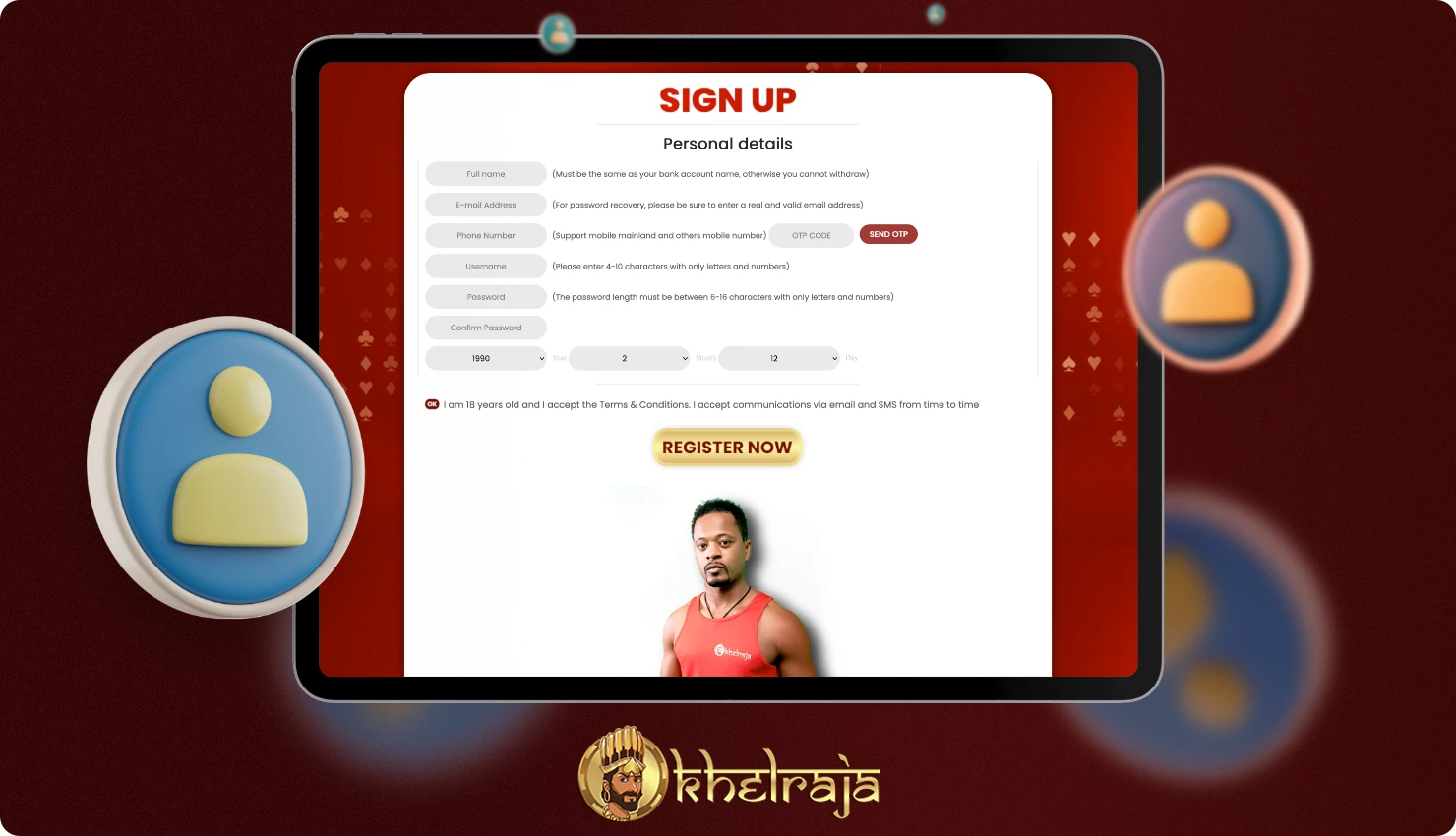 All Khelraja customers need to create an account and verify it to get access to all platform features