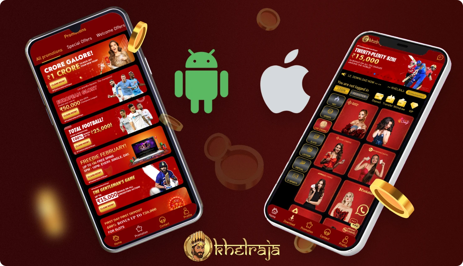मुफ्त Khelraja मोबाइल ऐप Android और iOS दोनों उपकरणों के उपयोगकर्ताओं के लिए उपलब्ध है