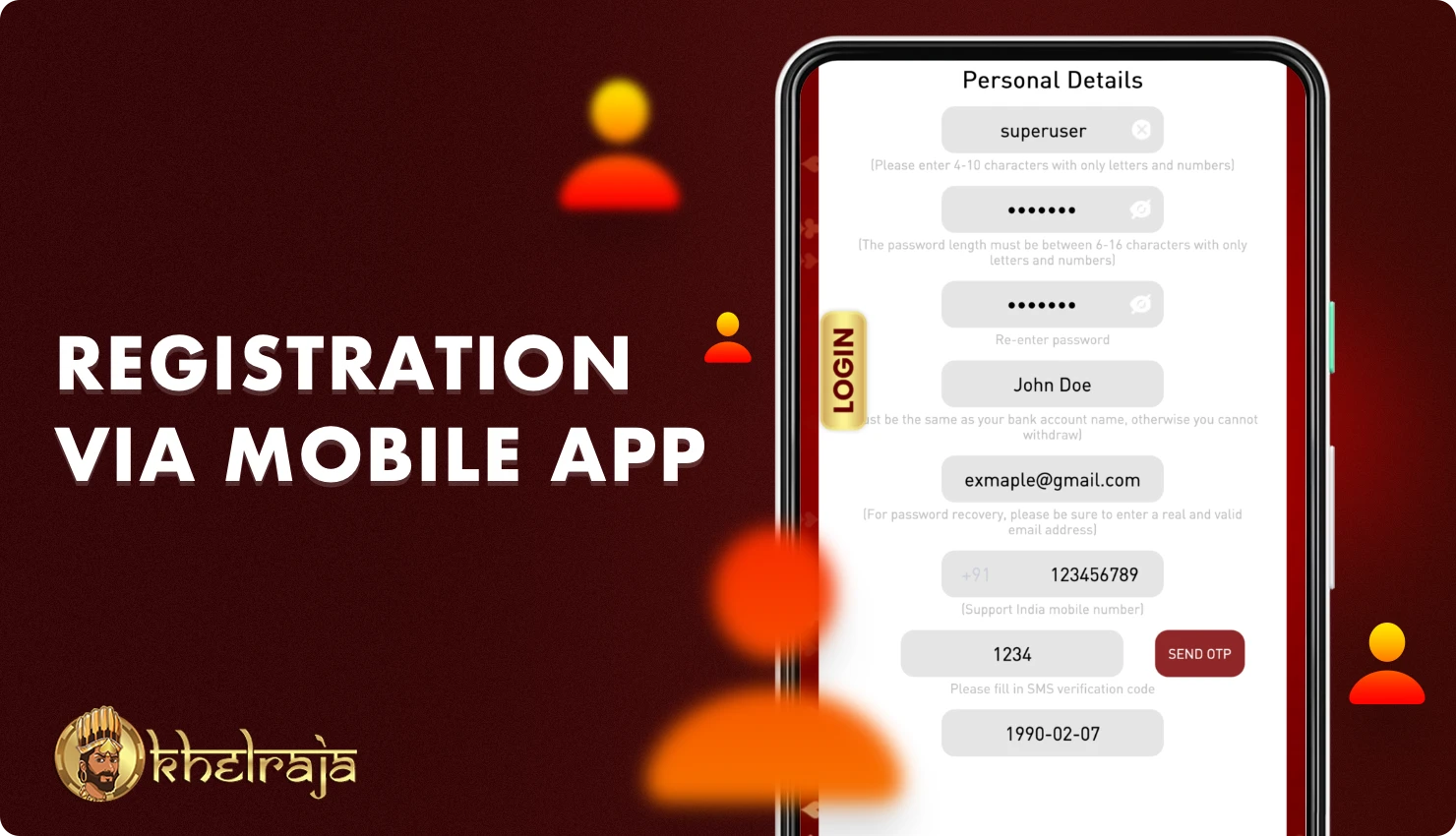 Users from India can use the free Khelraja app to register on the platform