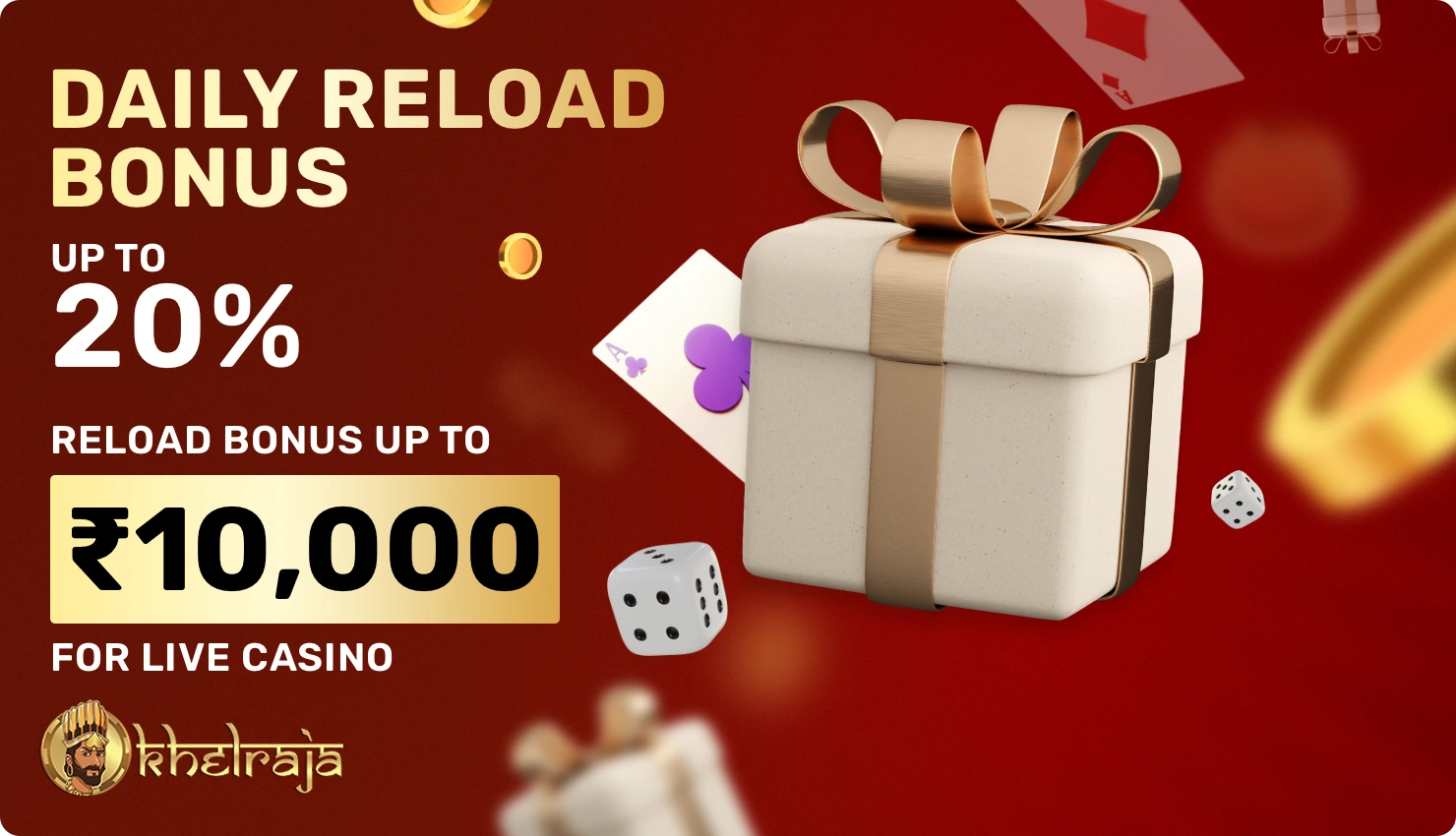 Daily reload bonus for live casino at Khelraja