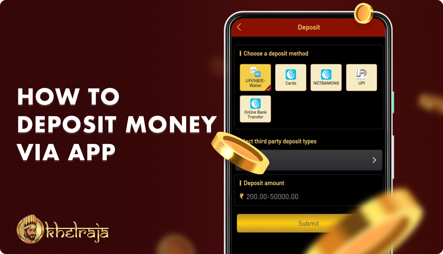 Making a deposit on the Khelraja app is literally just a few clicks away
